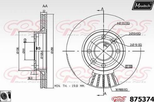 Maxtech 875374.0060 - Bremžu diski autodraugiem.lv