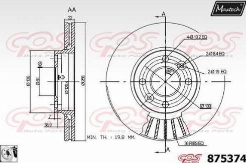 Maxtech 875374.0080 - Bremžu diski autodraugiem.lv