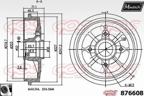 Maxtech 876608.0060 - Bremžu trumulis autodraugiem.lv