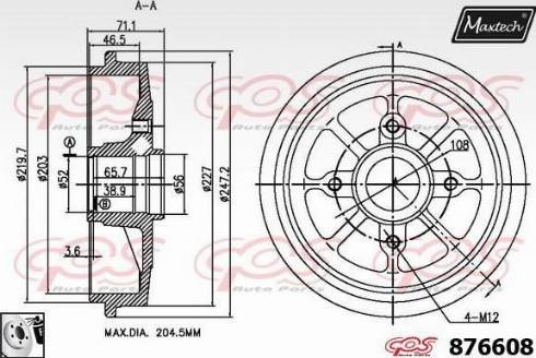 Maxtech 876608.0080 - Bremžu trumulis autodraugiem.lv