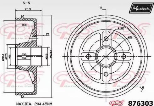 Maxtech 876303.0000 - Bremžu trumulis autodraugiem.lv