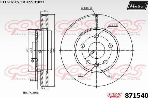 Maxtech 871540.0000 - Bremžu diski autodraugiem.lv