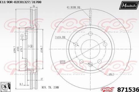 Maxtech 871536.0080 - Bremžu diski autodraugiem.lv