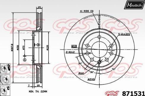 Maxtech 871531.6880 - Bremžu diski autodraugiem.lv