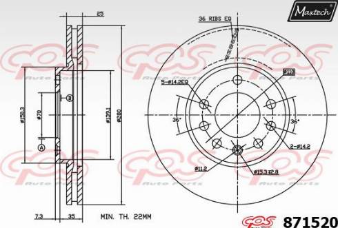 Maxtech 871520.0000 - Bremžu diski autodraugiem.lv