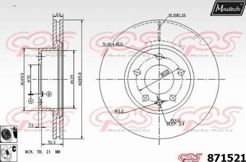 Maxtech 871521.6060 - Bremžu diski autodraugiem.lv