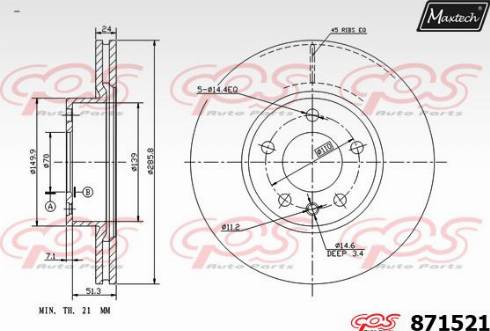 Maxtech 871521.0000 - Bremžu diski autodraugiem.lv