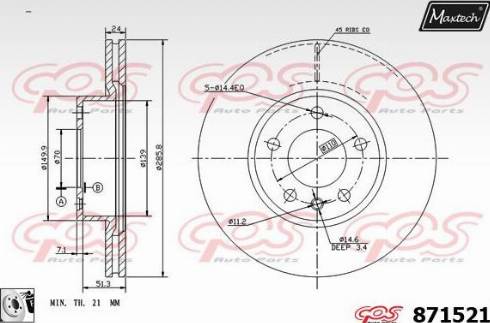 Maxtech 871521.0080 - Bremžu diski autodraugiem.lv