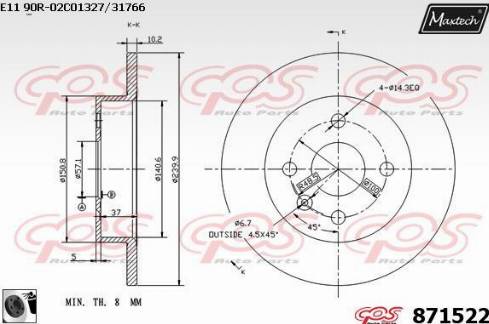 Maxtech 871522.0060 - Bremžu diski autodraugiem.lv