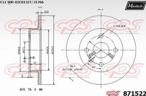 Maxtech 871522.0000 - Bremžu diski autodraugiem.lv