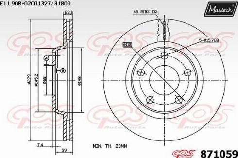 Maxtech 871059.0000 - Bremžu diski autodraugiem.lv