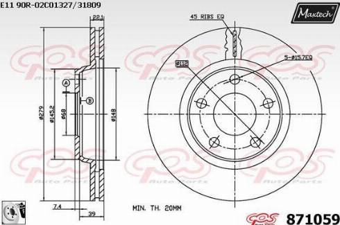 Maxtech 871059.0080 - Bremžu diski autodraugiem.lv