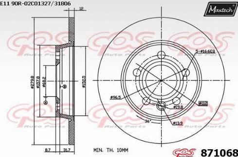 Maxtech 871068.0000 - Bremžu diski autodraugiem.lv