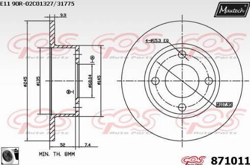 Maxtech 871011.0060 - Bremžu diski autodraugiem.lv