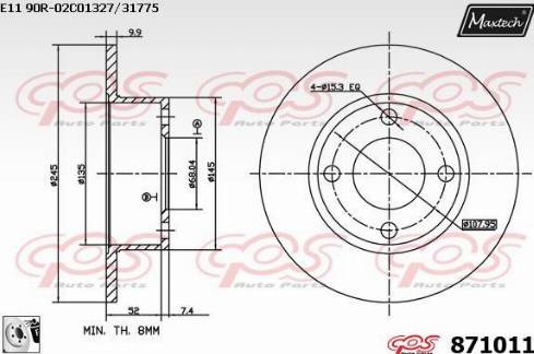 Maxtech 871011.0080 - Bremžu diski autodraugiem.lv