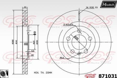 Maxtech 871031.0060 - Bremžu diski autodraugiem.lv