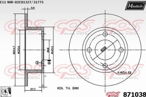 Maxtech 871038.0080 - Bremžu diski autodraugiem.lv