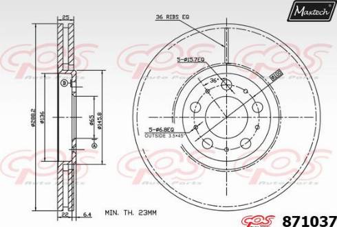 Maxtech 871037.0000 - Bremžu diski autodraugiem.lv