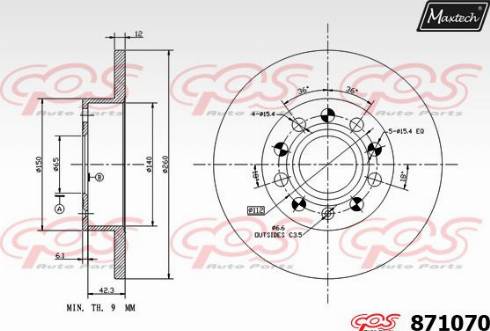 Maxtech 871070.0000 - Bremžu diski autodraugiem.lv