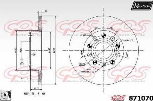 Maxtech 871070.0080 - Bremžu diski autodraugiem.lv