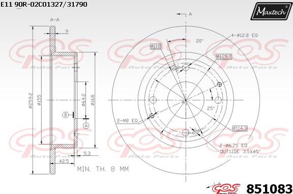 Maxtech 871155 - Bremžu diski autodraugiem.lv