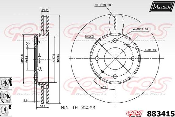 Maxtech 871109 - Bremžu diski autodraugiem.lv