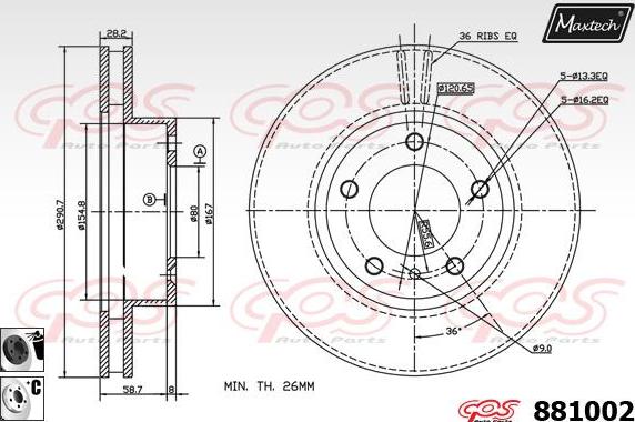 Maxtech 871108 - Bremžu diski autodraugiem.lv