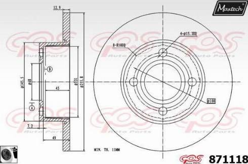 Maxtech 871118.0060 - Bremžu diski autodraugiem.lv