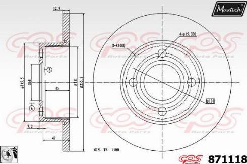 Maxtech 871118.0080 - Bremžu diski autodraugiem.lv