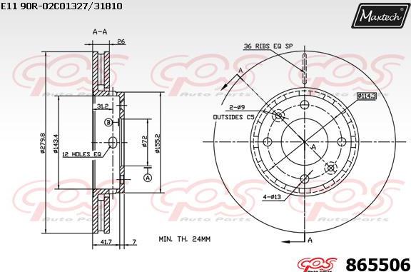 Maxtech 871113 - Bremžu diski autodraugiem.lv