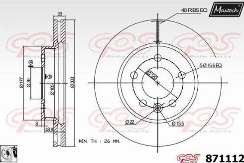 Maxtech 871112.0080 - Bremžu diski autodraugiem.lv