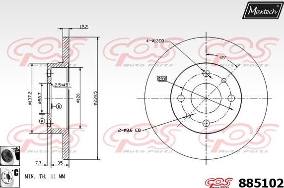 Maxtech 871128 - Bremžu diski autodraugiem.lv