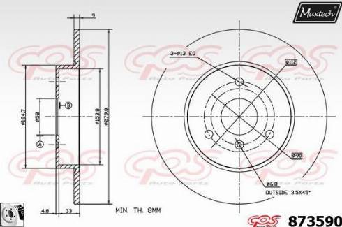 Maxtech 873590.0080 - Bremžu diski autodraugiem.lv