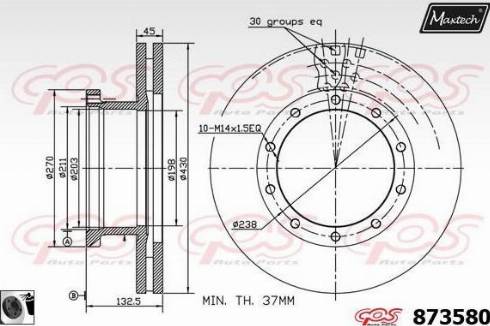 Maxtech 873580.0060 - Bremžu diski autodraugiem.lv