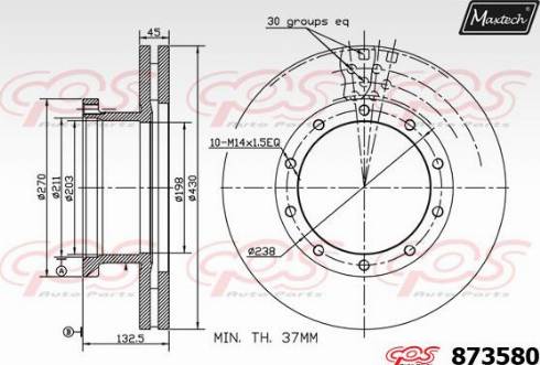 Maxtech 873580.0000 - Bremžu diski autodraugiem.lv