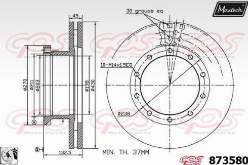 Maxtech 873580.0080 - Bremžu diski autodraugiem.lv