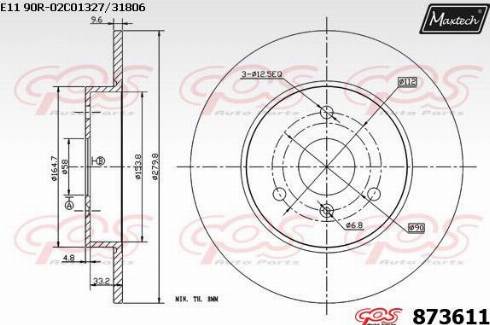 Maxtech 873611.0000 - Bremžu diski autodraugiem.lv