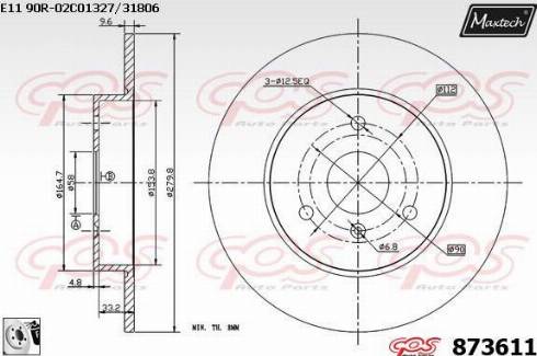 Maxtech 873611.0080 - Bremžu diski autodraugiem.lv