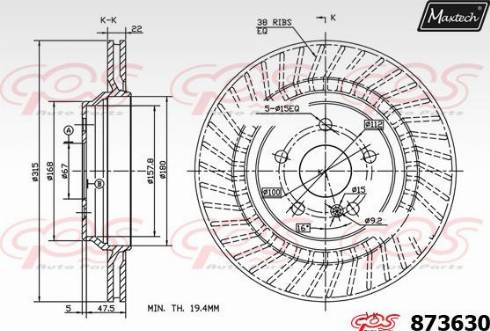 Maxtech 873630.0000 - Bremžu diski autodraugiem.lv