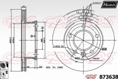 Maxtech 873638.6060 - Bremžu diski autodraugiem.lv