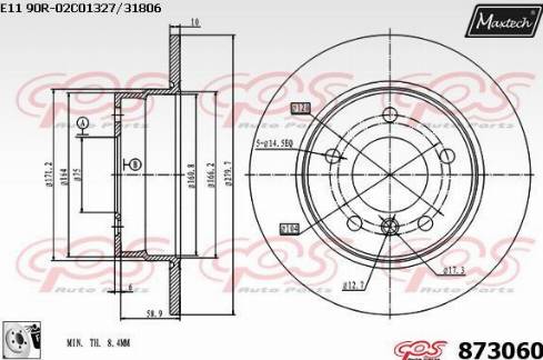 Maxtech 873060.0080 - Bremžu diski autodraugiem.lv