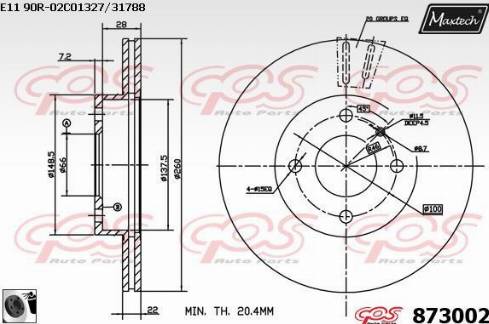 Maxtech 873002.0060 - Bremžu diski autodraugiem.lv