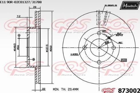 Maxtech 873002.0000 - Bremžu diski autodraugiem.lv