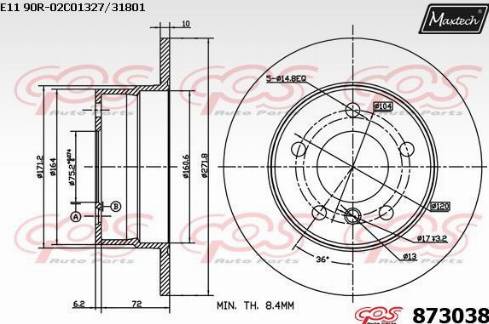 Maxtech 873038.0000 - Bremžu diski autodraugiem.lv