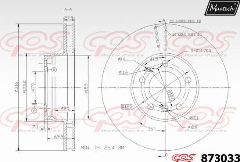 Maxtech 873033.0000 - Bremžu diski autodraugiem.lv