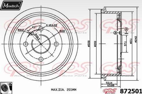 Maxtech 872501.0060 - Bremžu trumulis autodraugiem.lv