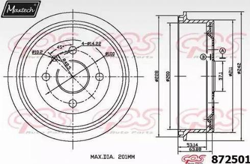 Maxtech 872501.0000 - Bremžu trumulis autodraugiem.lv