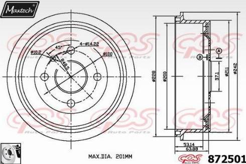 Maxtech 872501.0080 - Bremžu trumulis autodraugiem.lv