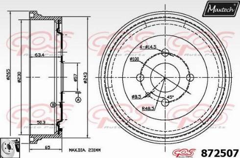 Maxtech 872507.0080 - Bremžu trumulis autodraugiem.lv