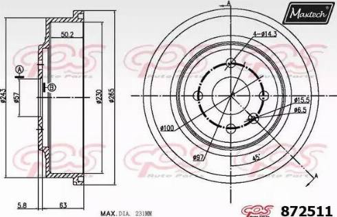 Maxtech 872511.0000 - Bremžu trumulis autodraugiem.lv